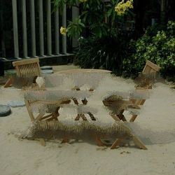 TEAK OUTDOOR FURNITURE OF SET BRITANIA FOLDING CHAIR, MINI ROUND FOLDING TABLE