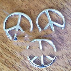 925 Sterling Silver Peace Sign Connector Charm