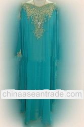 Young blue-neck caftan robe directly