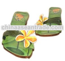 Bali Leather Painting Sandals Frangipani Lp001a