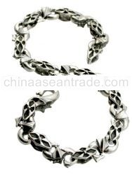 Silver jewelry biker link bracelet