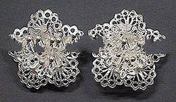 Earpin Silver Filigree Flower