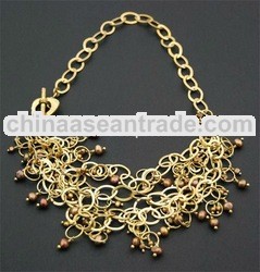 Brass necklace with Pearls