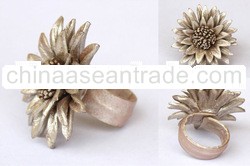 Leather Flower Ring