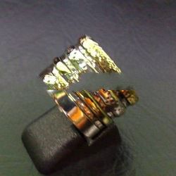 RFMN0063 - Sterling Silver Ring Contemporary with Brass Accents