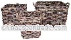 Log Basket set of 2 with Rattan Lacak