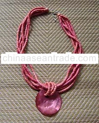 MOP Shell In Coco Heishe Necklace