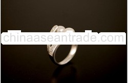925 STERLING SILVER RING PEARL ZIRCON