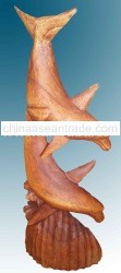 dolphin wooden statue wooden handicrafts