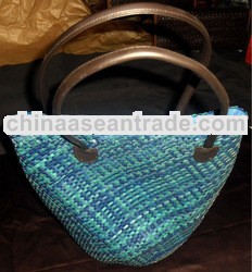 Eco friendly palm leaves handbag ember motif