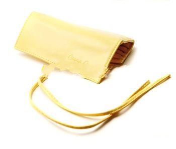 yellow PU leather cosmetic brushes set with bag