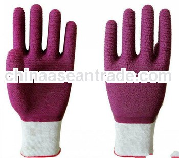 yellow latex coated gloves