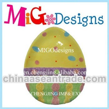 yellow lovely egg shape handpainted ceramic plate