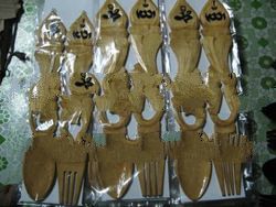 Wood engraving "large spoon & fork" for hanging at wall