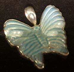 SS Pendant with Butterfly Blue Glacier