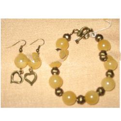 Bracelet And Earrings Of Yellow Calcite For Sale