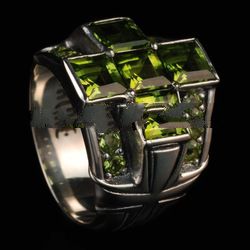 925 Sterling Silver Jewelry Peridot Ring