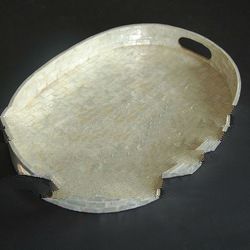 white capis trey oval silver colour