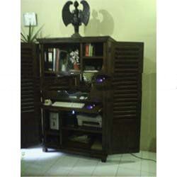 Computer Cabinet with Shutter Panel Doors