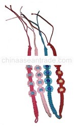Woven Plastic Bead Cotton Bracelet