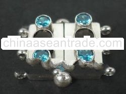 SS Bayonet Clasp with Topaz & Smoky Quartz