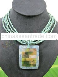 blue coral mother of pearl ethnic necklace