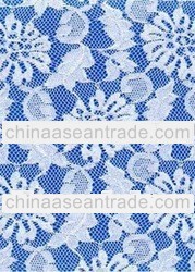 White Polyester / Nylon Rigid All-Over Raschel Lace