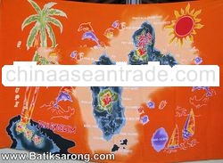 Sarongs Bali Hand Painted Guadeloupe Island Map
