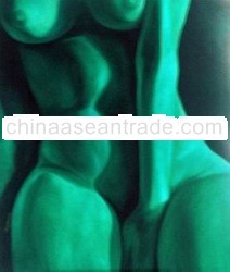 Realist Oil Painting On Canvas" Green " 60 Cm X 70 Cm