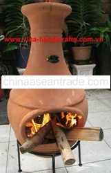 Clay chiminea stove