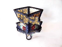 candle holder leather batik