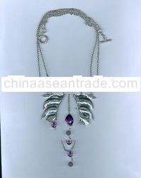 Silver Necklace with Natural Gems 2