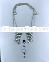 Silver Necklace with Natural Gems 2