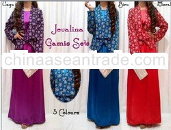 Two Pieces Floral Long Muslim Dress with inner/1 set/3pcs/3color