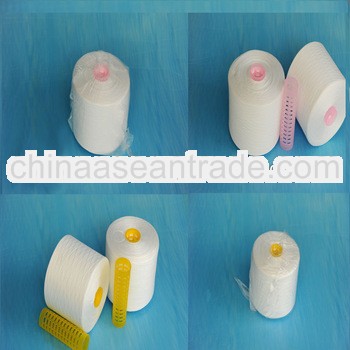 100PCT polyester sewing thread raw white in plastic cone