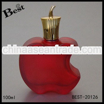 100ml glass perfume bottle, red colored perfume bottles, perfume bottle with gold spray & cap