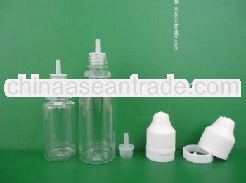 10ml/15ml/20ml/30ml plastic safety & pilfer proof clear empty e cigarette liquid bottles with lo