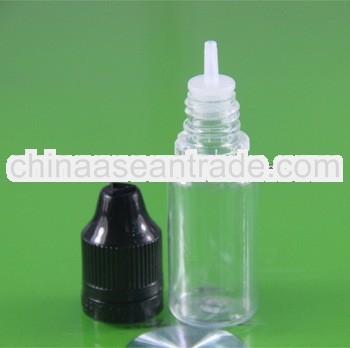 10ml PET e-juice bottles childproof cap and seal ring long thin tip
