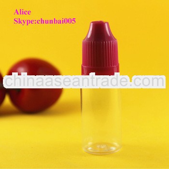 10ml pet plastic dropper bottles eliquid with colored childproof for eliquid with long thin tip,SGS 