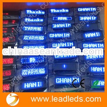 12x48 Bright Blue LED Badge Scrolling Text Message Display Sign