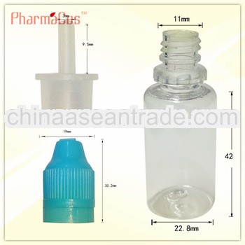 15ml pet dropper bottle for E-liquid with colorful childproof and tamper proof cap with triangle on 