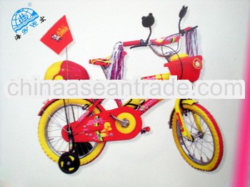16''Red and yellow color with front basket rear box flag mirror EVA tyre baby girl BMX,child