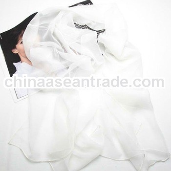 2013 Hot sale fashion women white silk blank scarf