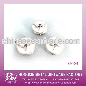 2013 New Product HX-3549 Round Dragonfly Metal Alarm Pill Box