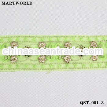 2013 beautiful green beaded waist sash belt(QST-001-3)