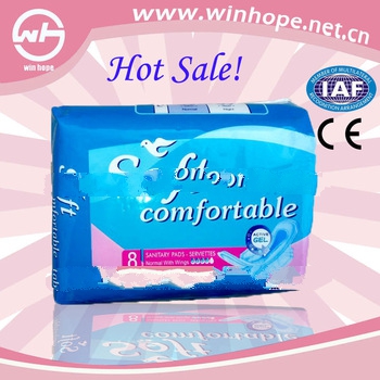 2013 hot sale!! double wing sanitary napkin with PE film and reseal tape
