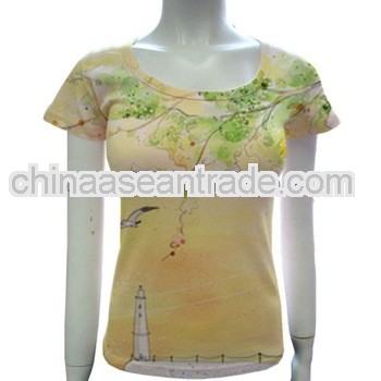2013 ladies summer stylish short sleeve oem printing fashion t shirts