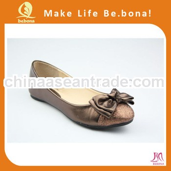 2013 new brown glitter decor casual female flat shoes
