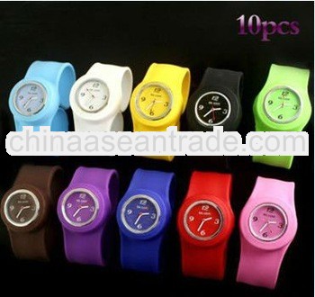 2013 new-trendy silicone slap watch different colors for choice