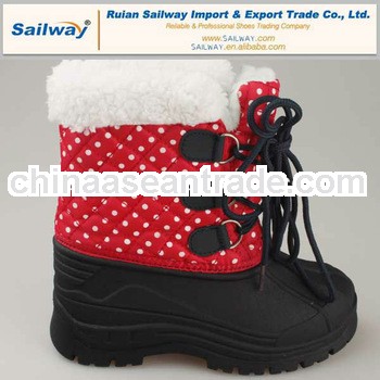 2014 Girl Snow Boot Warm Fur Dot Print TPR outsole All Colors Size 28 to 41